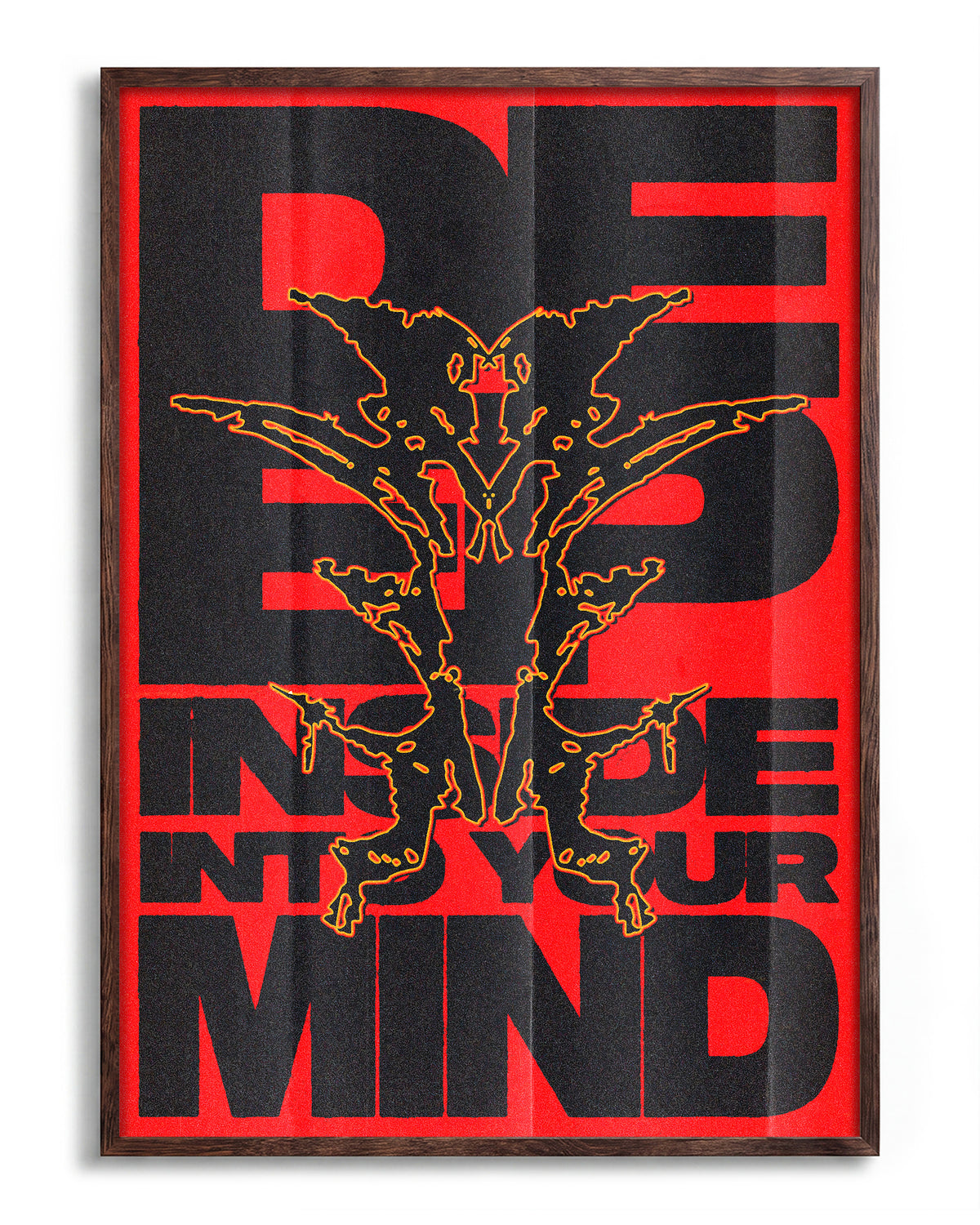 Deep typography quote poster in a walnut frame