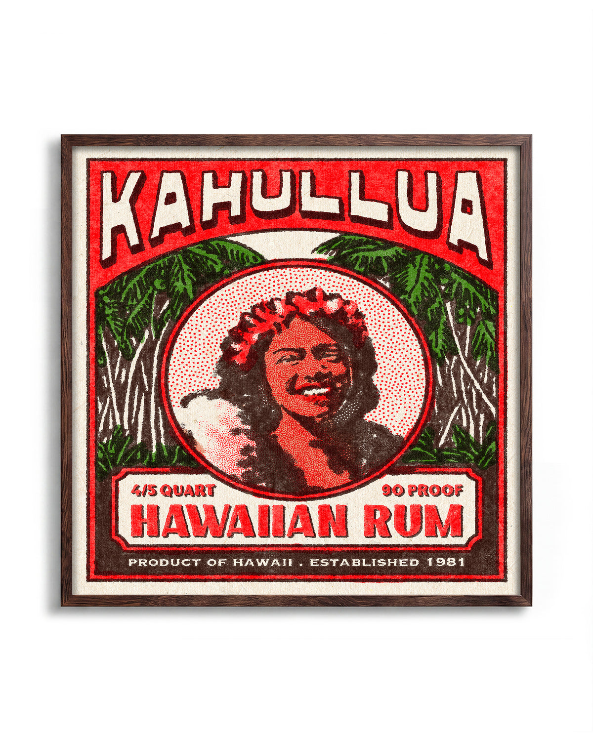 Kahullua Rum - no background framed - walnut