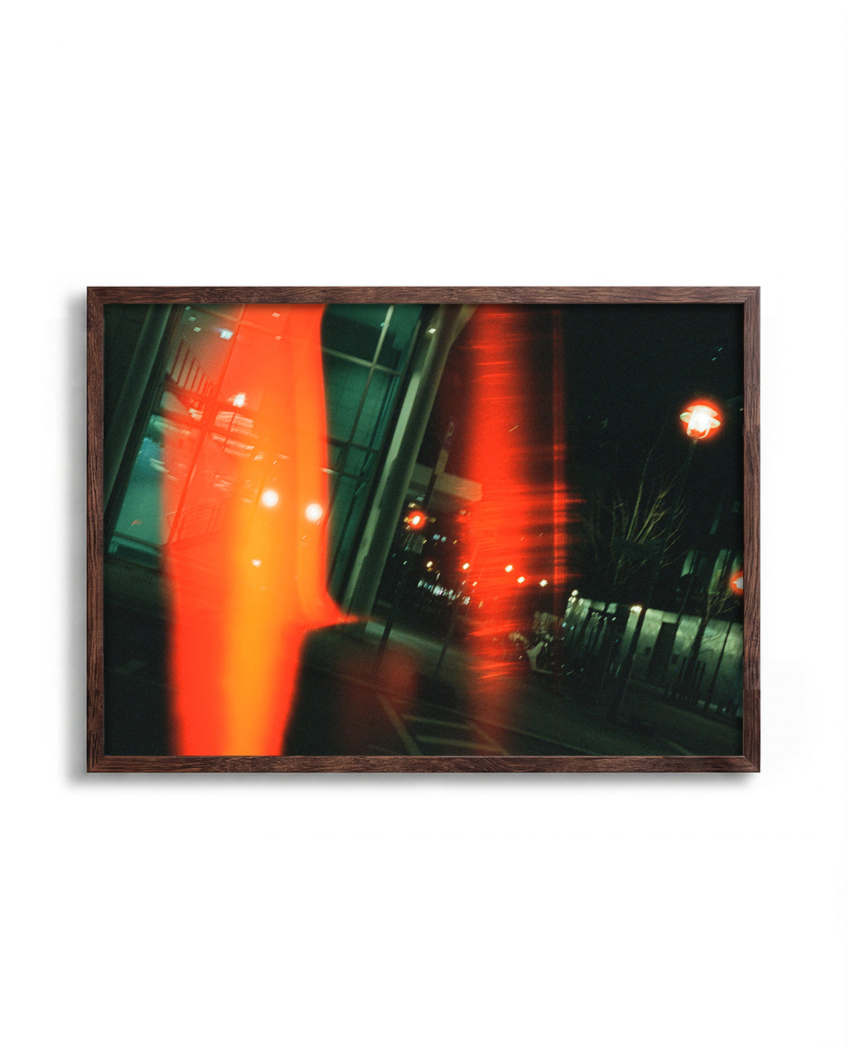 Ember moody night photography print in a walnut frame