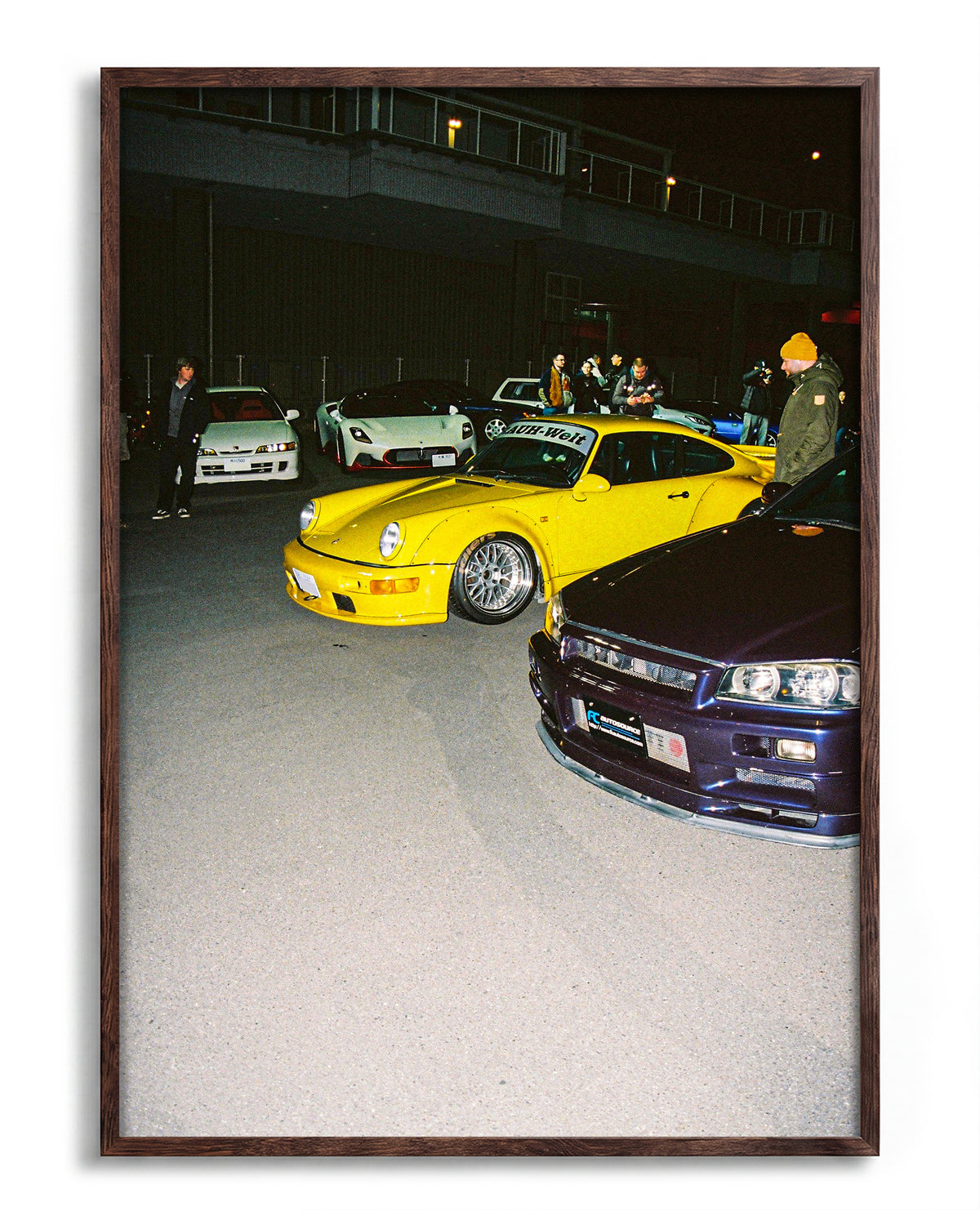 Andreezy 18 retro JDM car photography print in a walnut frame