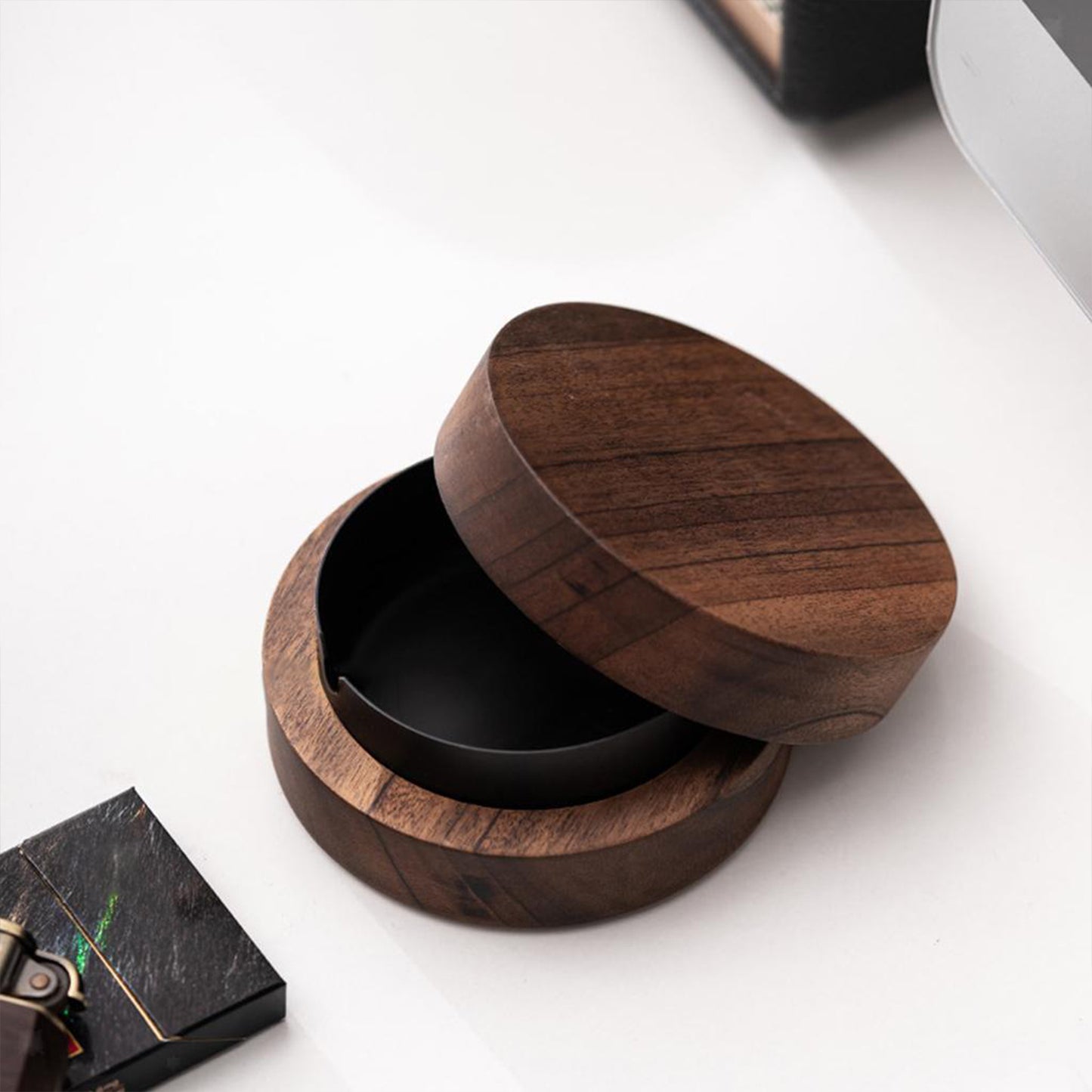 Solid Walnut & Stainless Steel Ash Tray