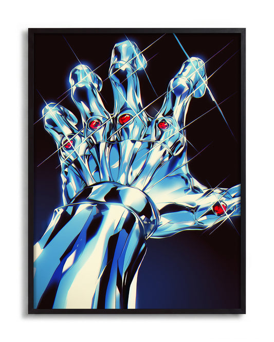 Chrome Hand - no background framed - black