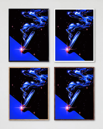 Cigarette retro pop art print shown in all frame colours