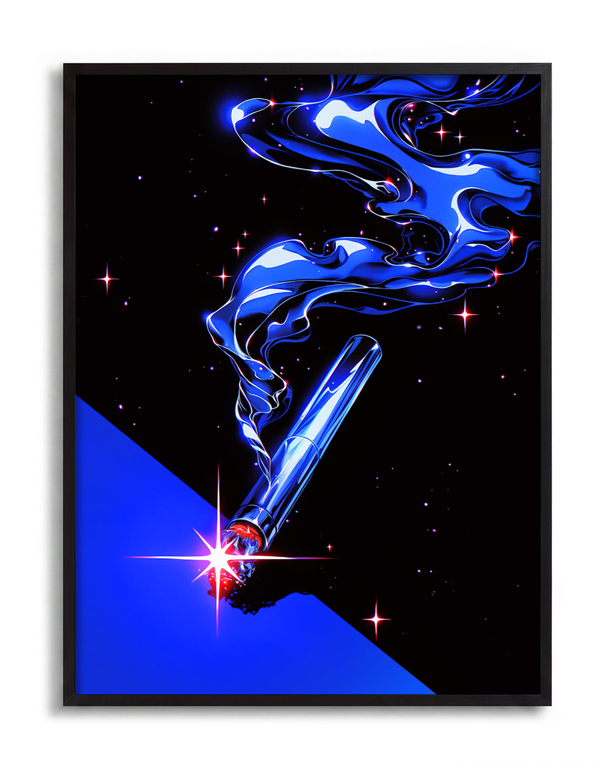 Cigarette retro pop art print in a black frame