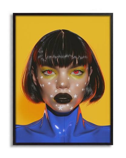 Avatar pop art portrait print in a black frame