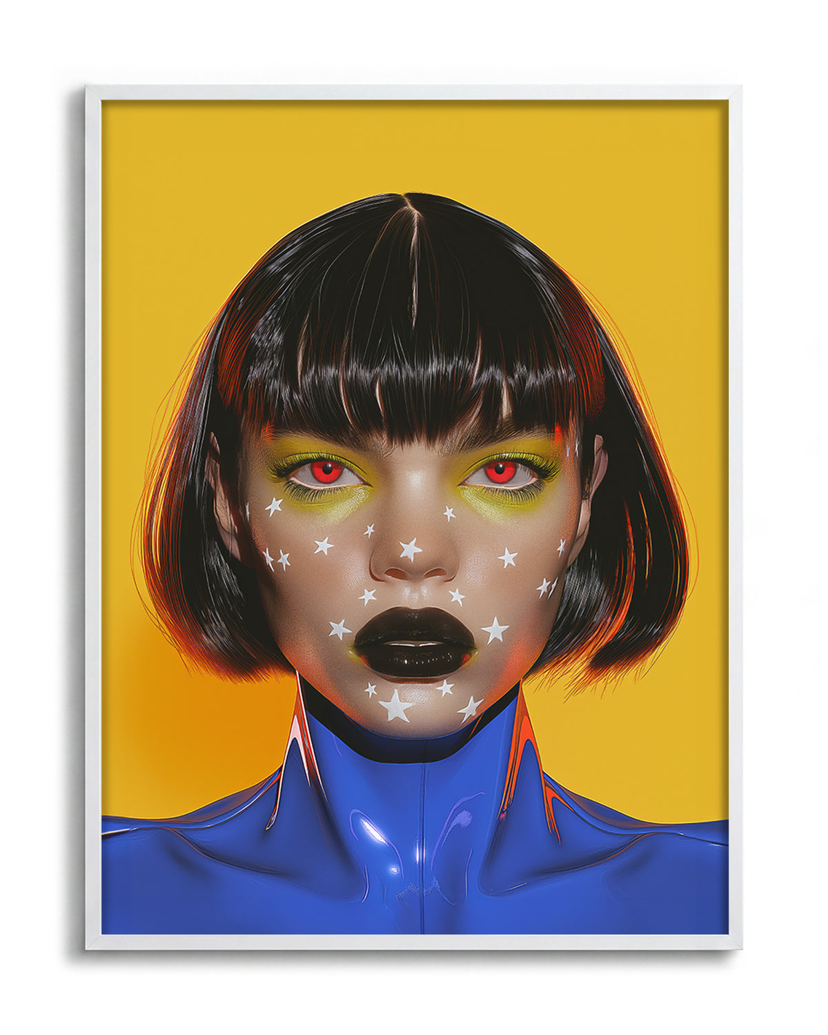 Avatar pop art portrait print in a white frame
