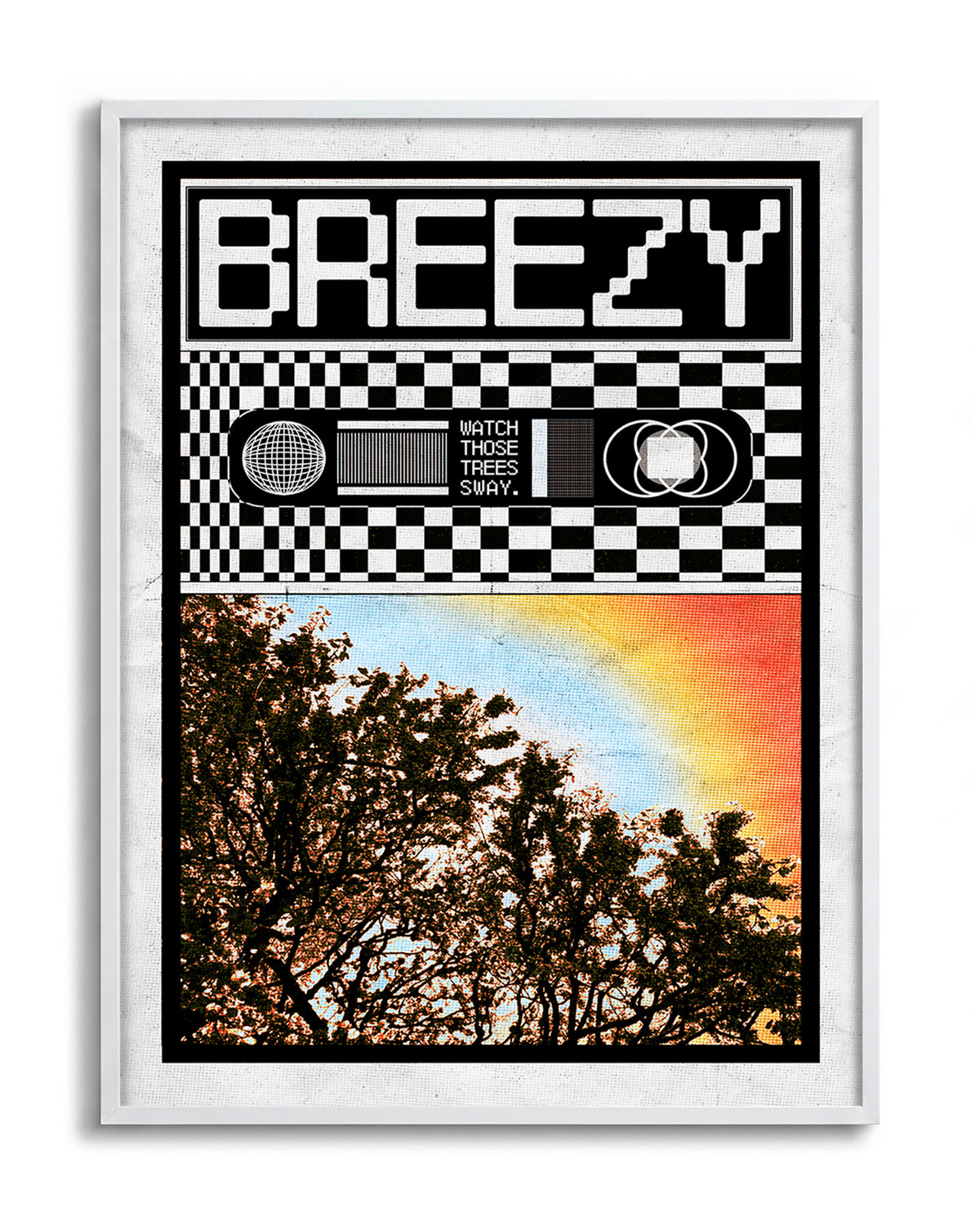 Breezy - no background framed - white