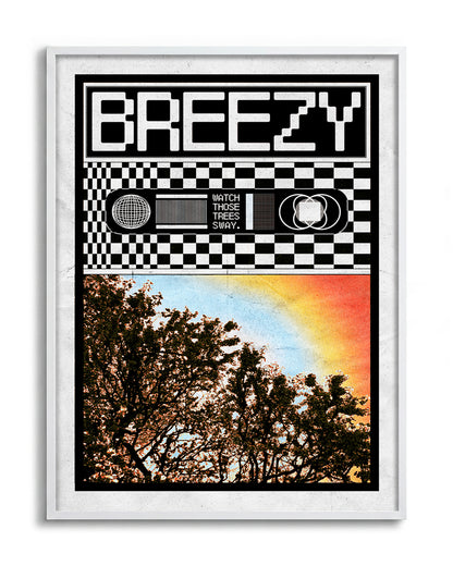Breezy - no background framed - white