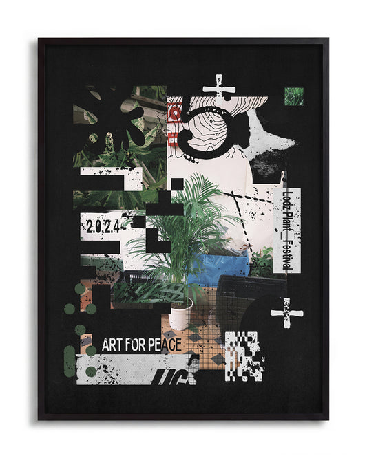 Art for Peace - no background framed - black