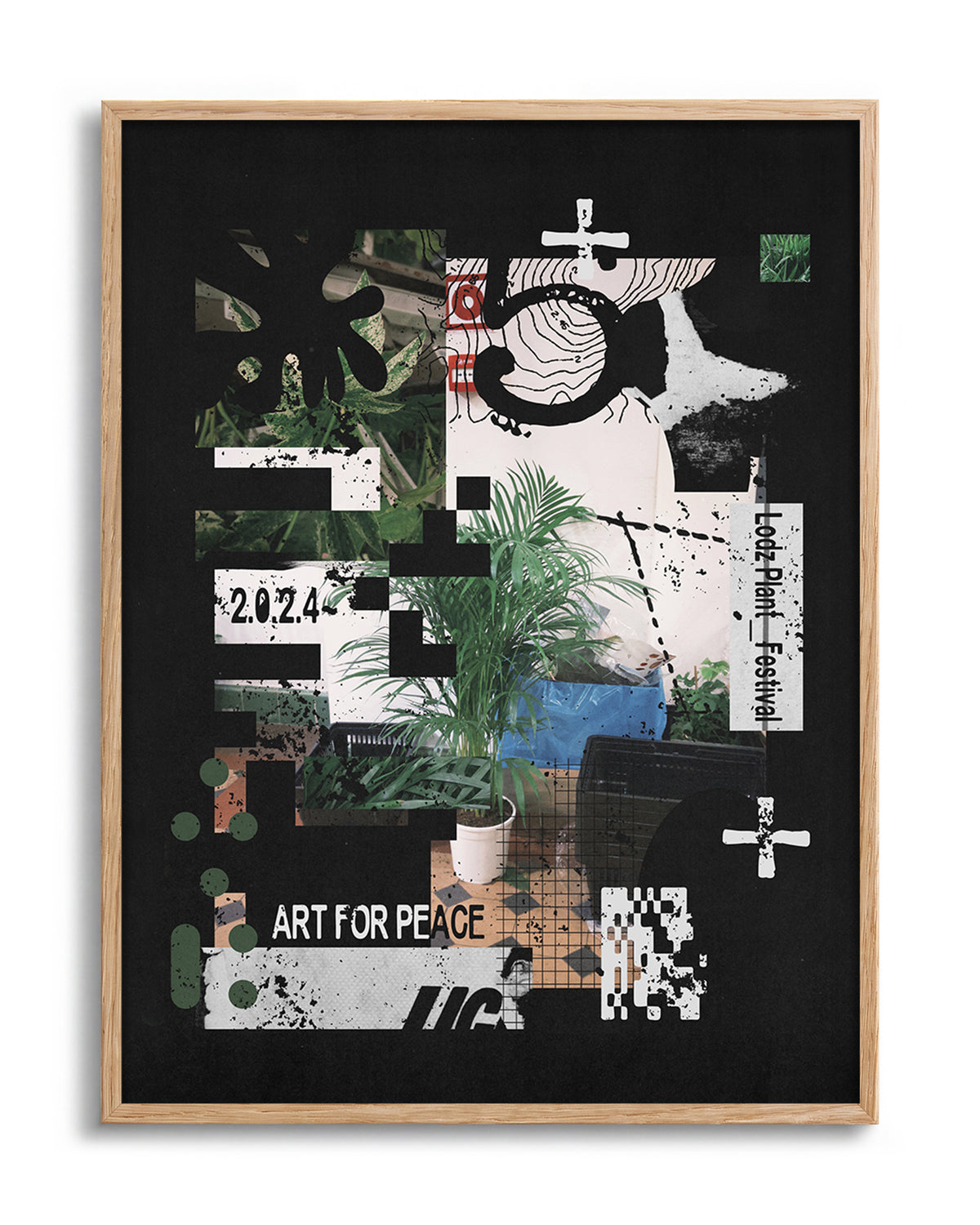 Art for Peace - no background framed - oak
