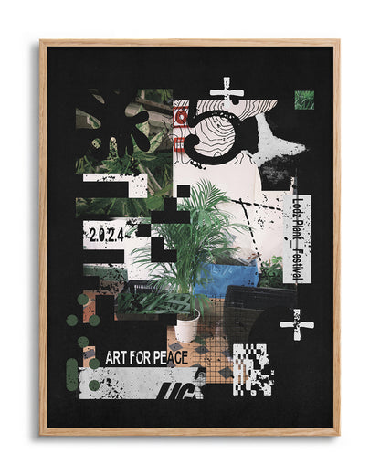Art for Peace - no background framed - oak