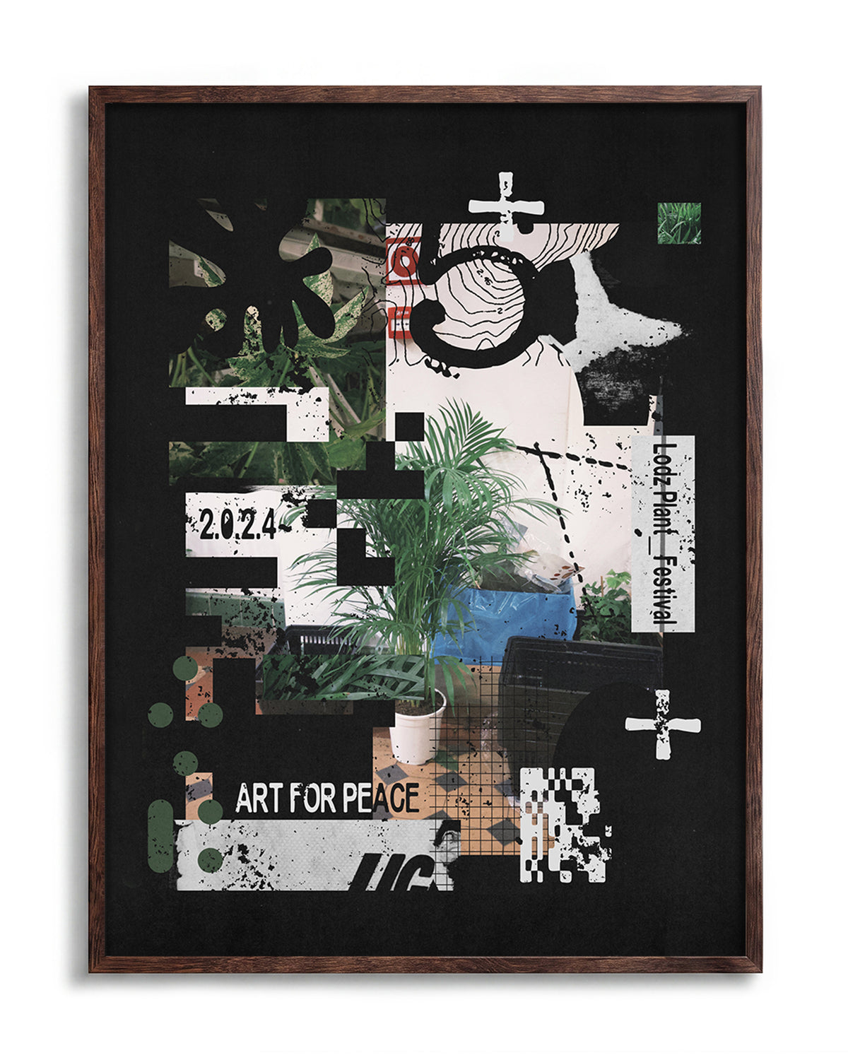 Art for Peace - no background framed - walnut