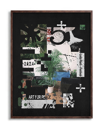 Art for Peace - no background framed - walnut