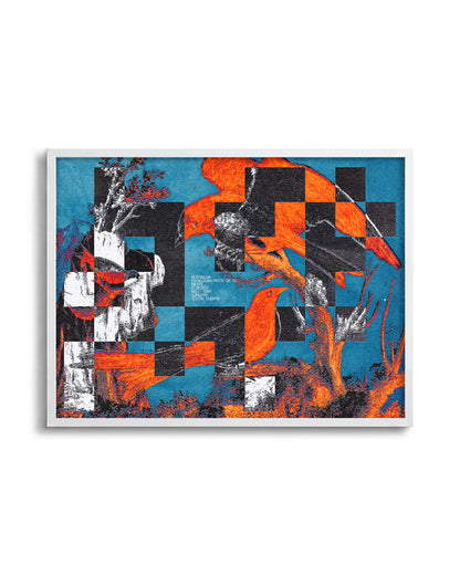Birds of a Feather bird art print in a white frame
