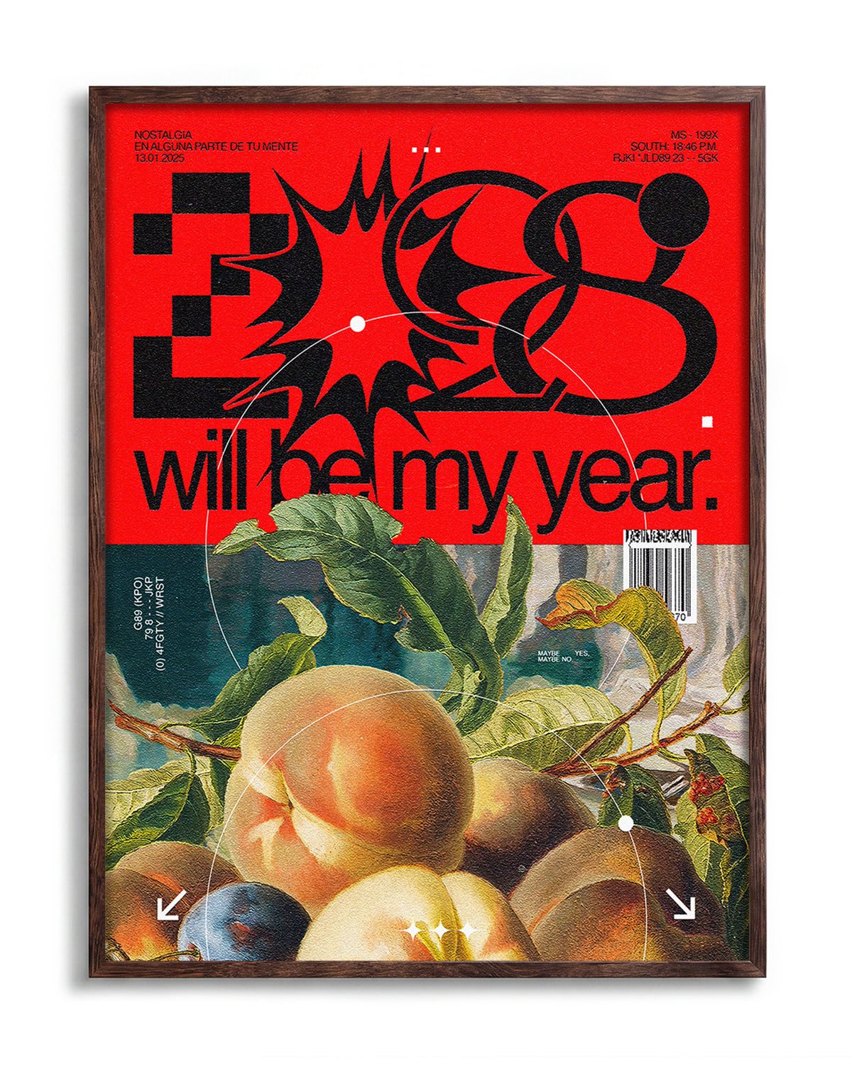 2028 Will Be My Year motivational quote poster in a walnut frame