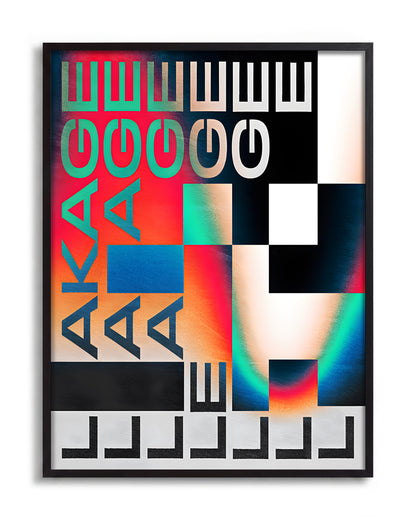 Leakage retro typography print in a black frame