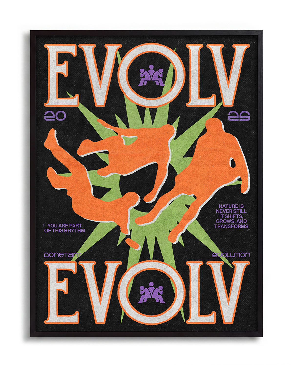 Evolve fantasy art print in a black frame