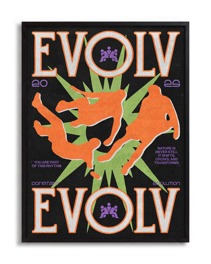Evolve fantasy art print in a black frame