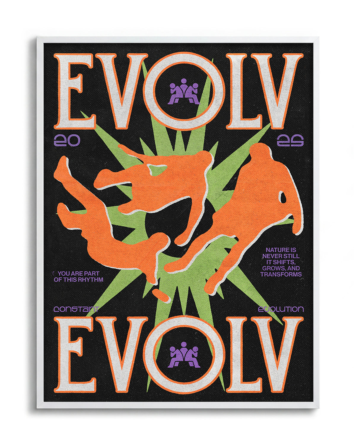 Evolve fantasy art print in a white frame