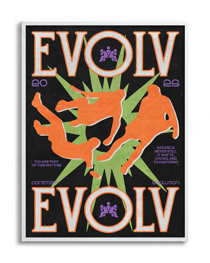Evolve fantasy art print in a white frame