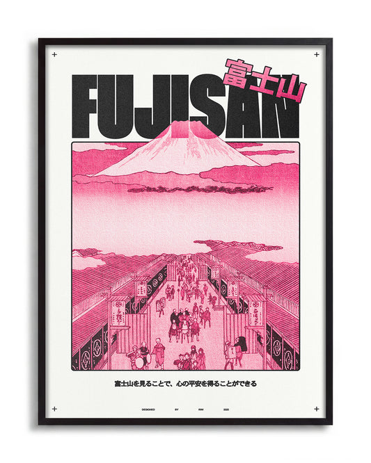 Fujisan - no background framed - black