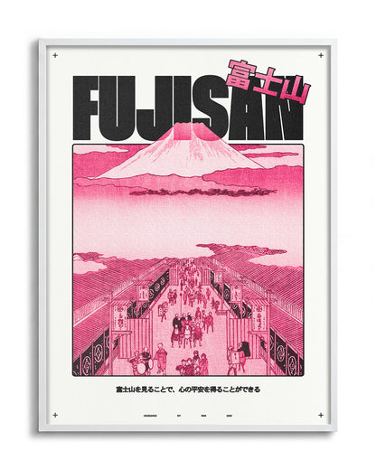 Fujisan Mount Fuji Japanese art print in a white frame