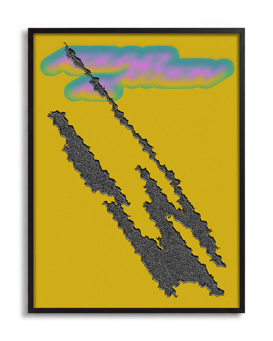 Foundational yellow - no background framed - black
