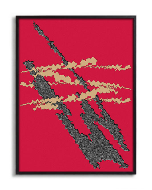 Foundational red - no background framed - black