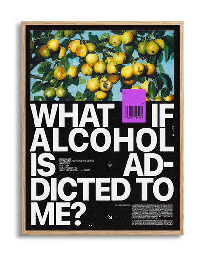Addicted to me typography quote print in an oak frame