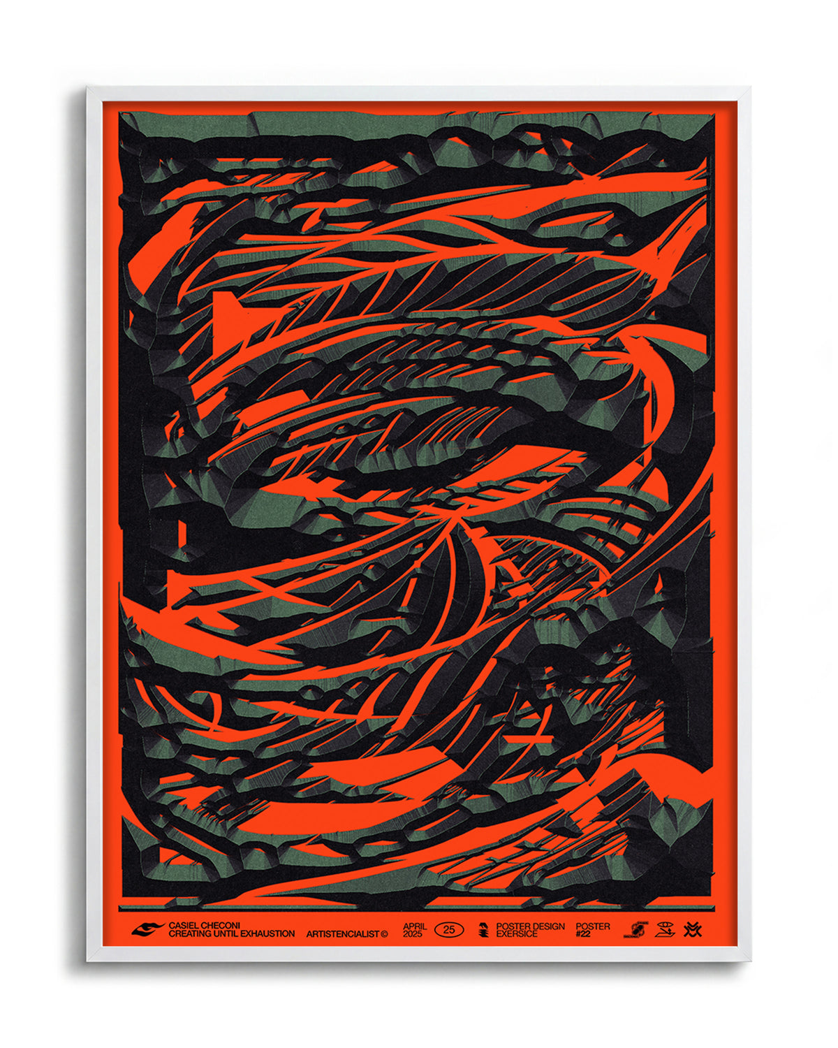 Black stone abstract art print in a white frame