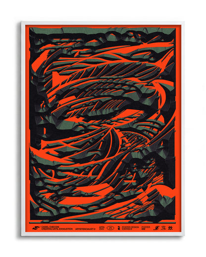 Black stone abstract art print in a white frame
