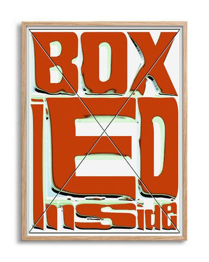 Boxed retro typography quote print in an oak frame