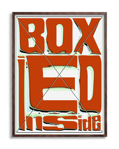 Boxed retro typography quote print in a walnut frame
