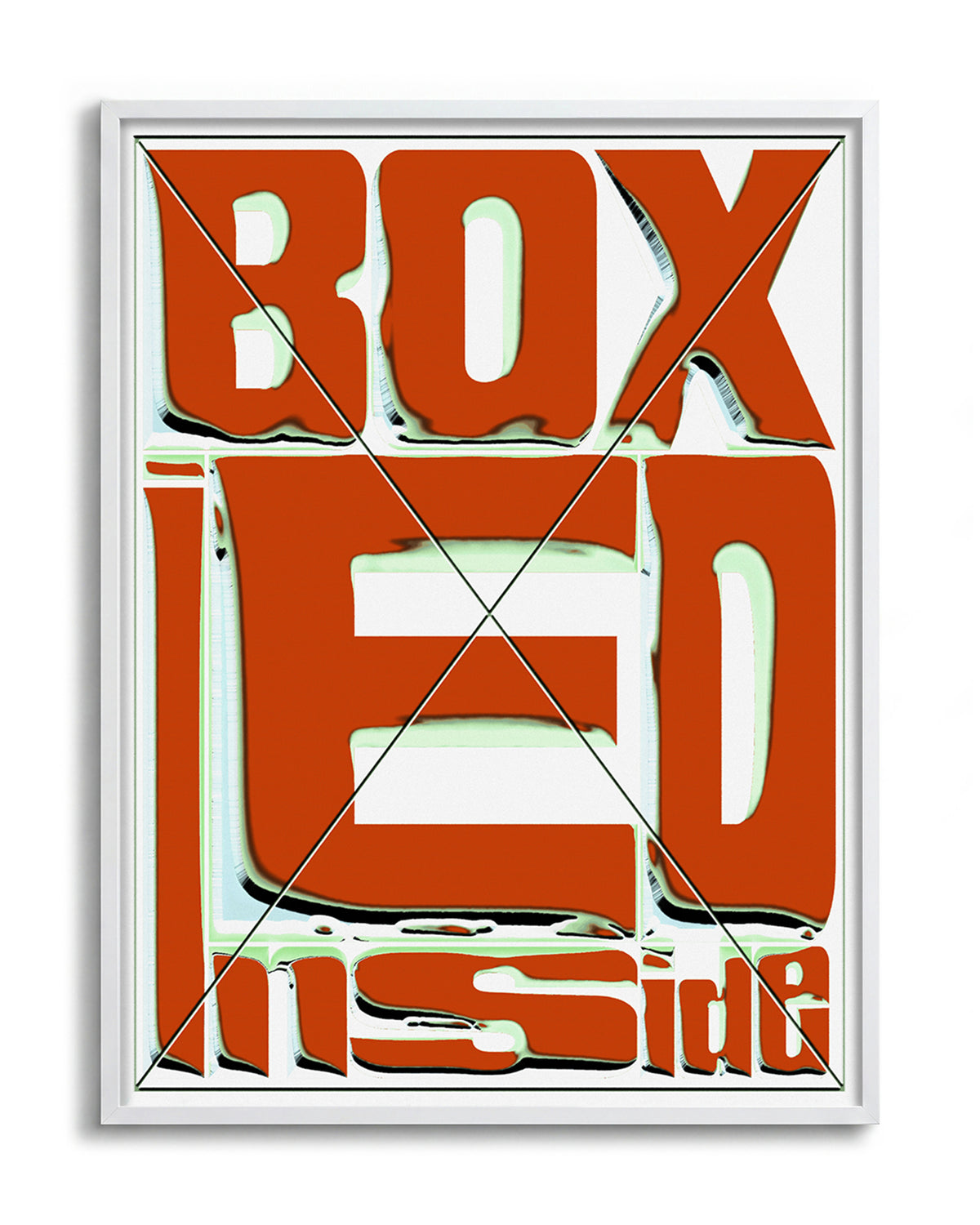 Boxed retro typography quote print in a white frame
