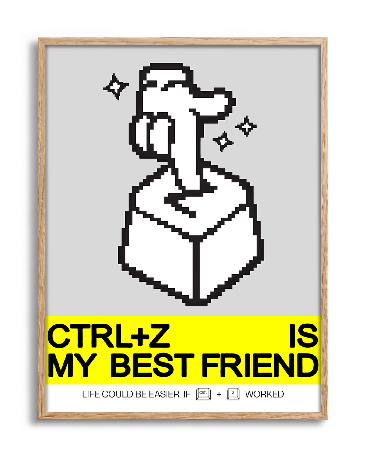 Ctrl+z retro pop art poster in an oak frame
