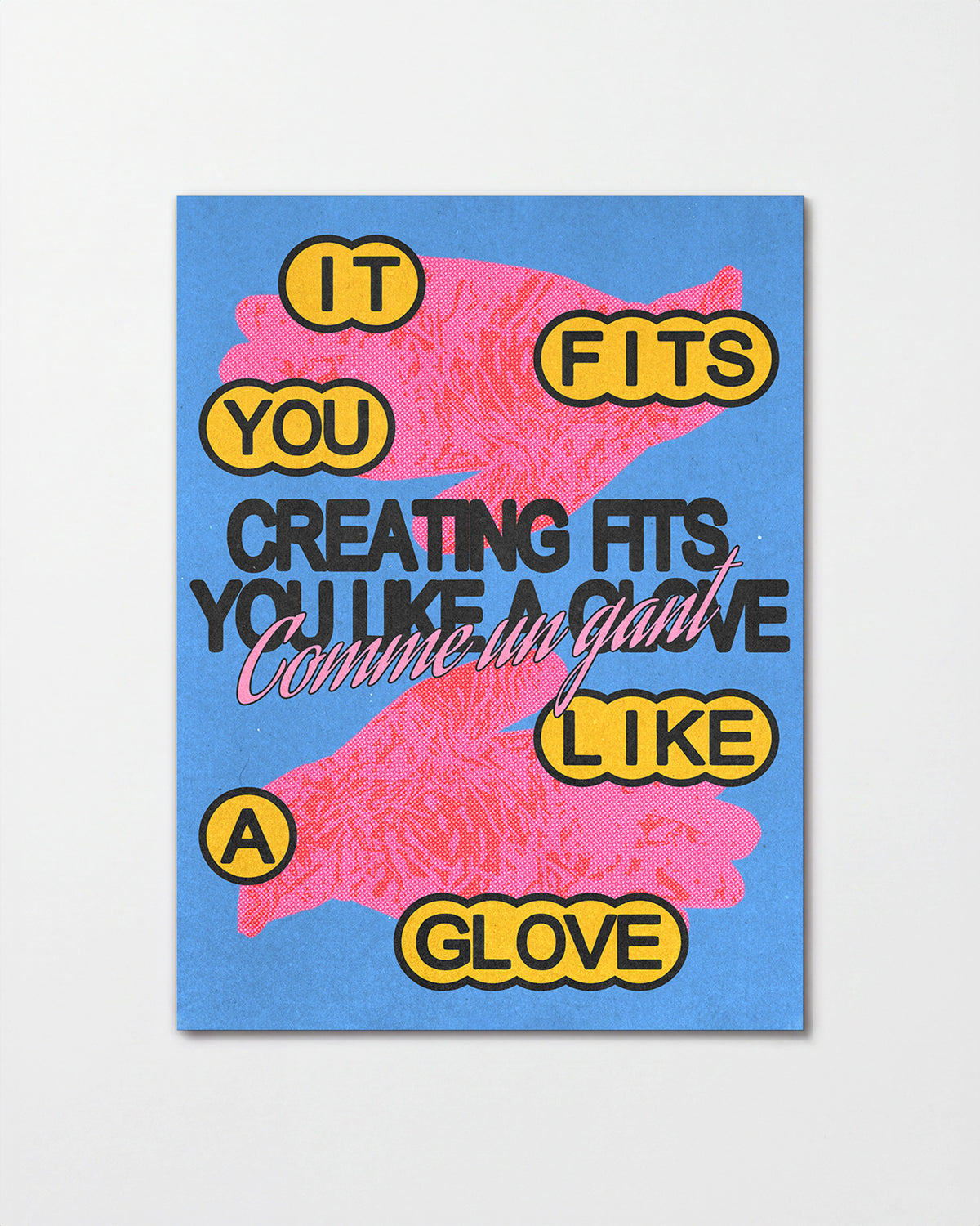 Comme un gant bleu French pop art print, unframed