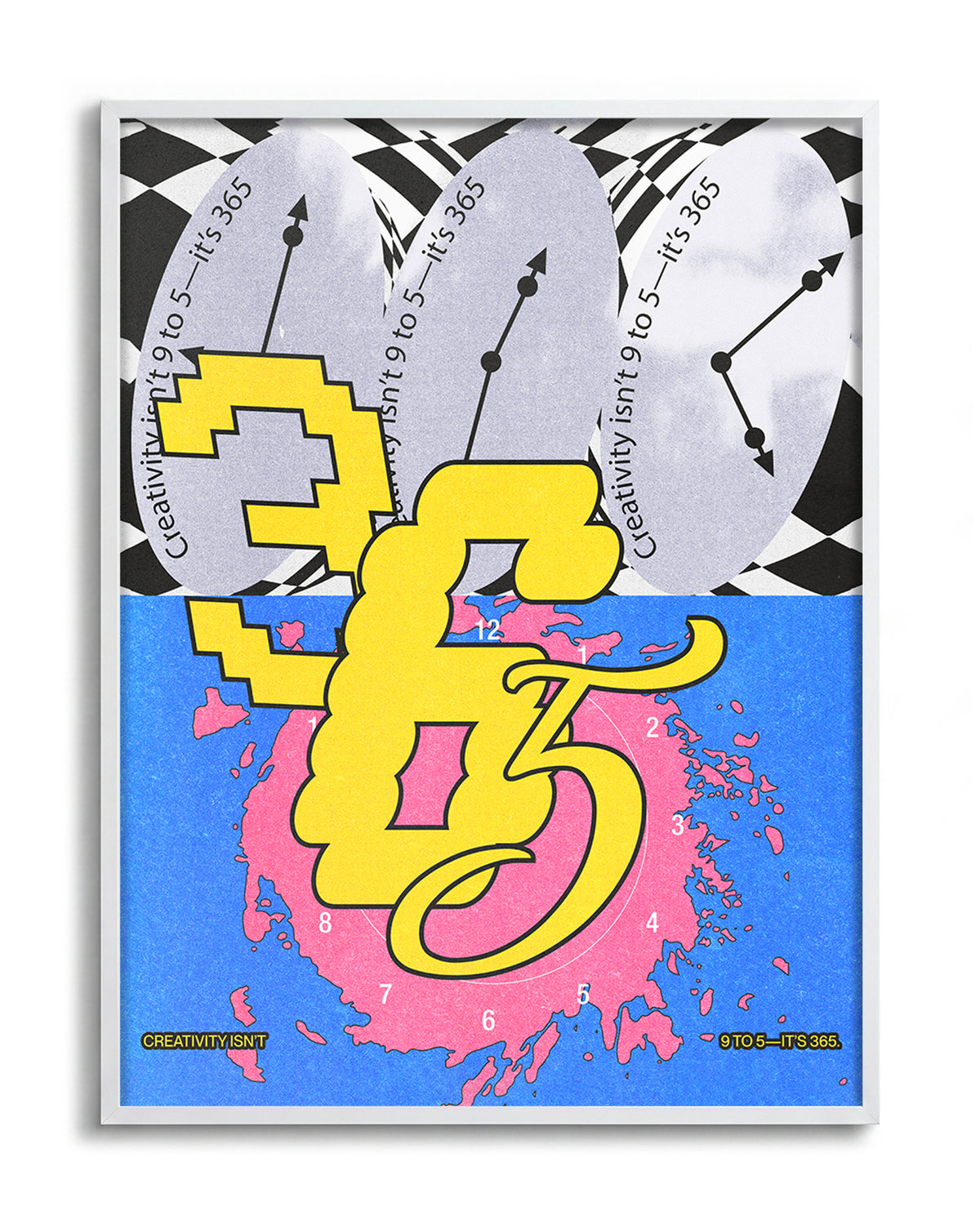 365 retro psychedelic art print in a white frame