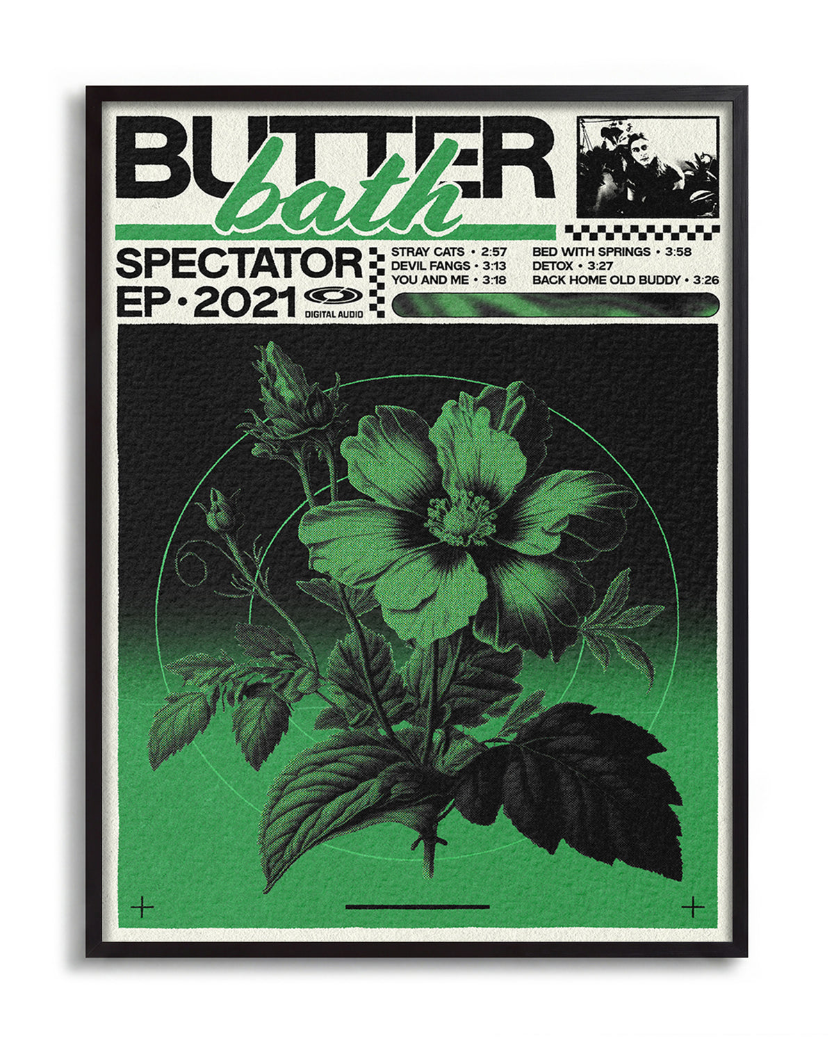 Butter Bath - no background framed - black