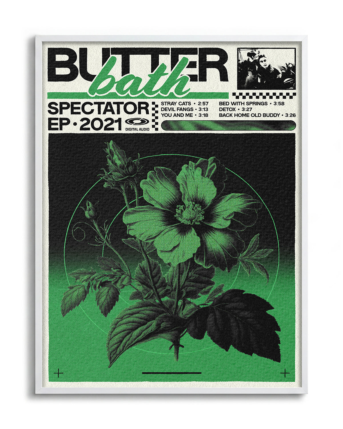 Butter Bath - no background framed - white