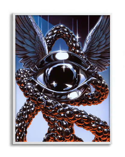 Eye retro illustration art print in a white frame