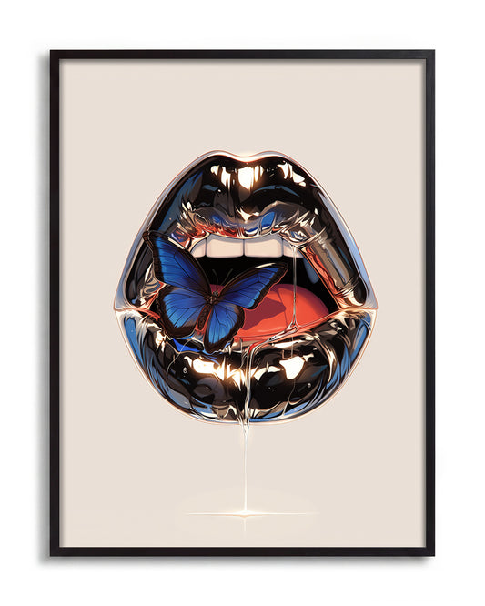 Lips - no background framed - black