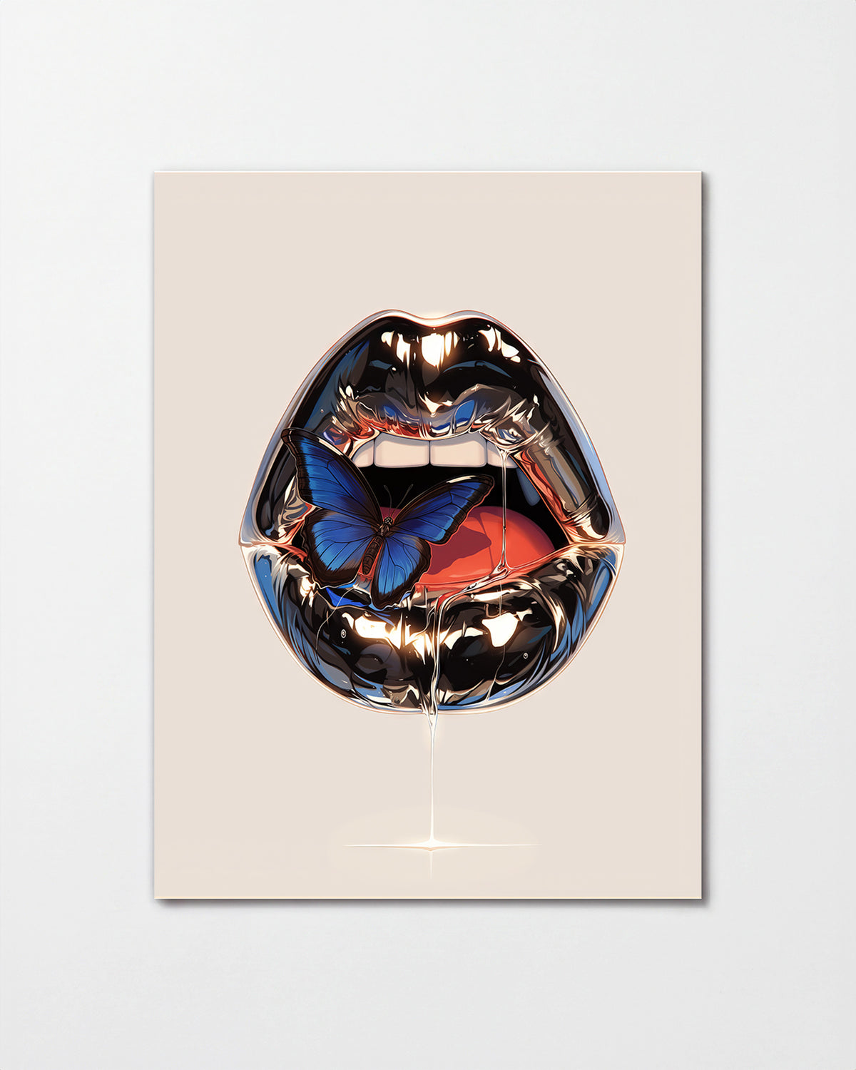 Lips retro lips illustration print, unframed