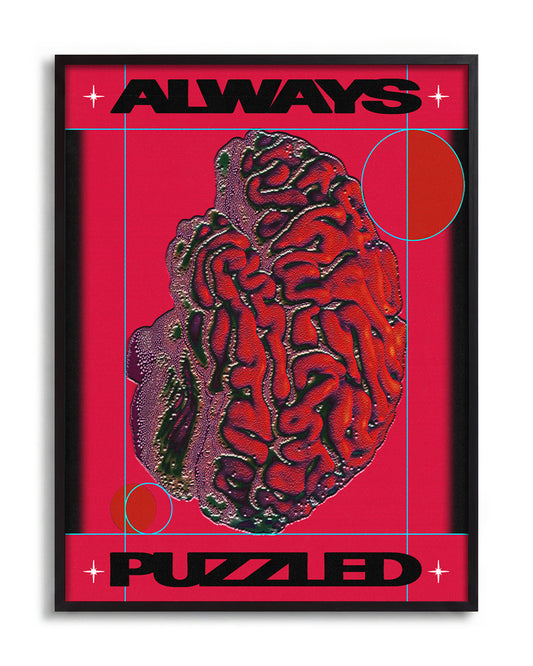 Always puzzled - no background framed - black