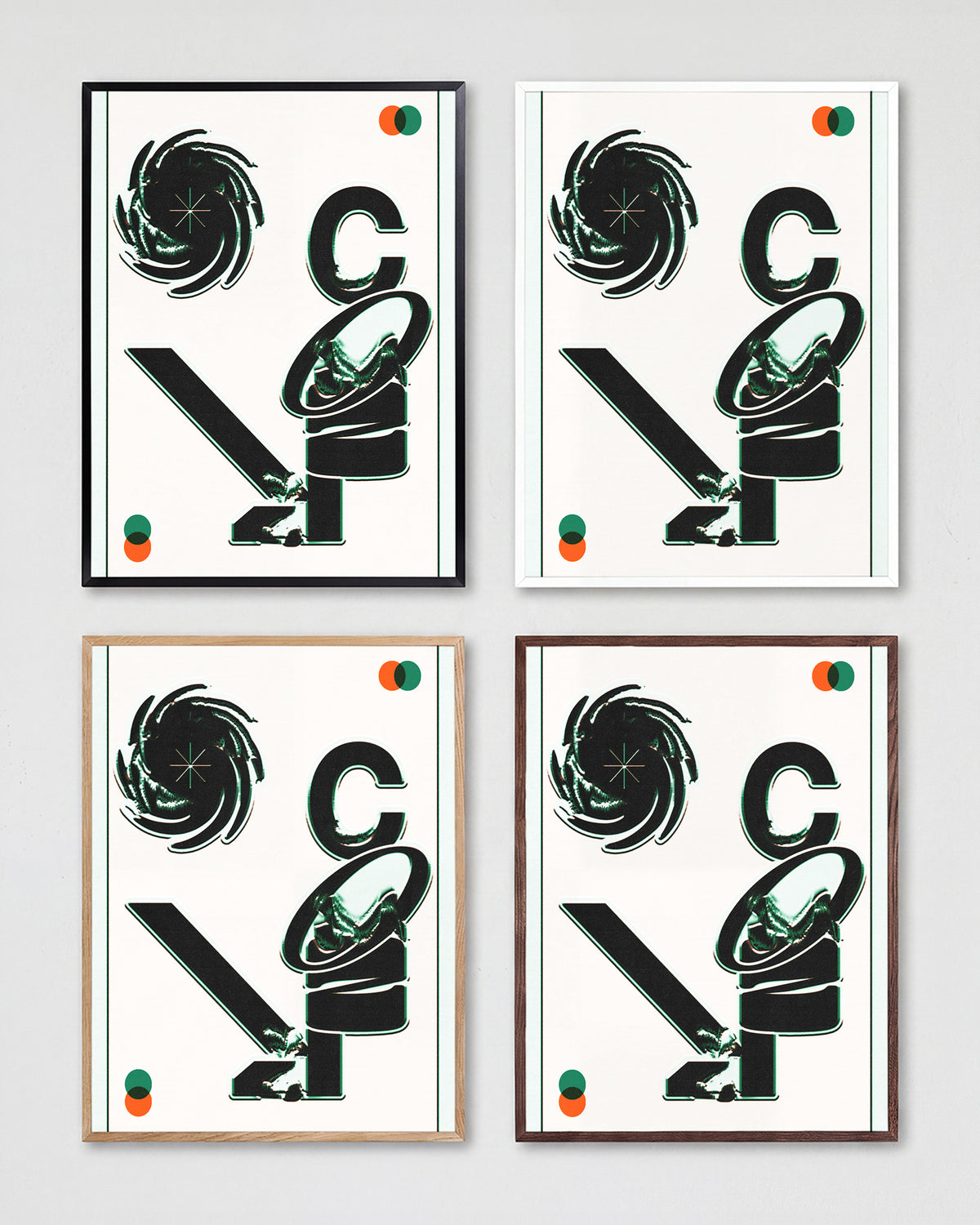 Cozy minimalist typography poster shown in all frame colours
