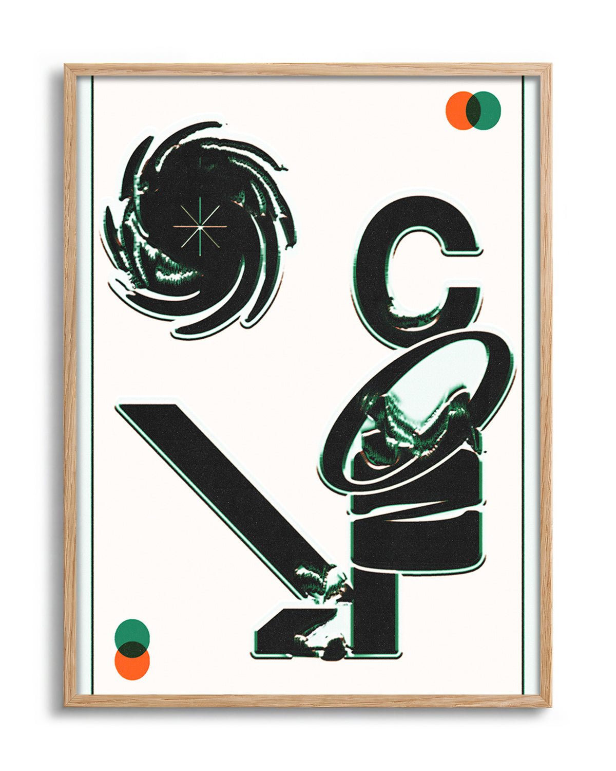 Cozy minimalist typography poster in an oak frame