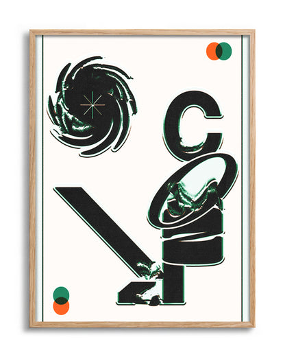 Cozy minimalist typography poster in an oak frame