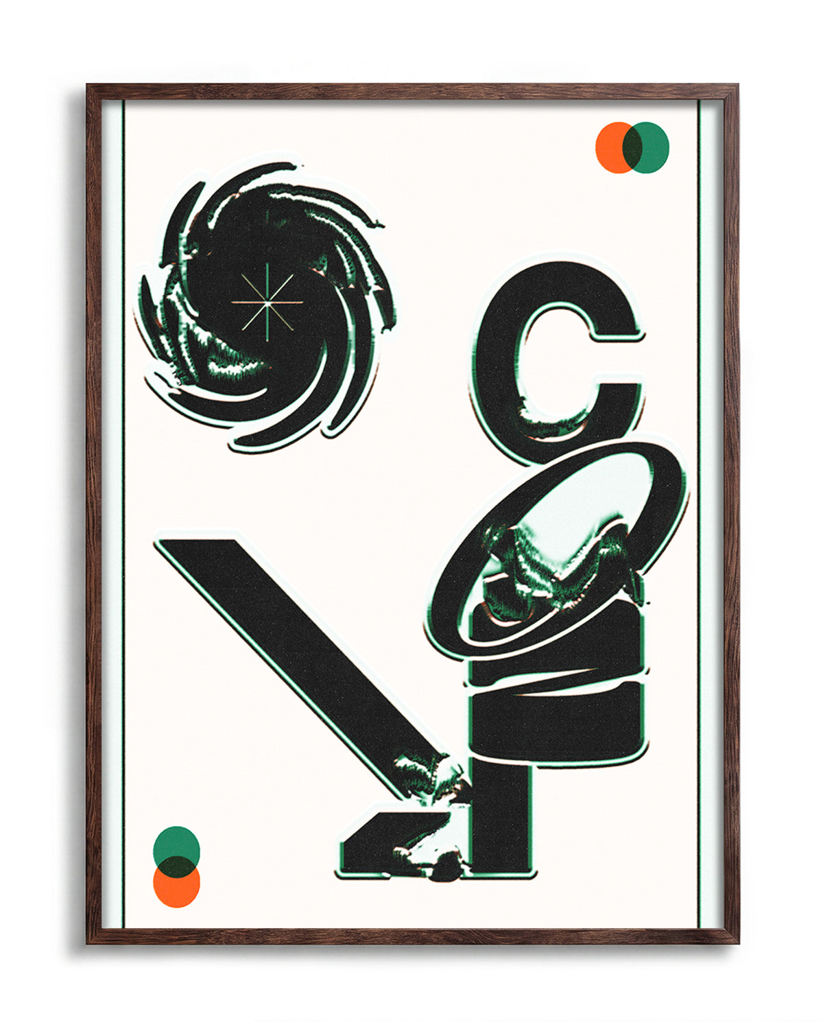 Cozy minimalist typography poster in a walnut frame