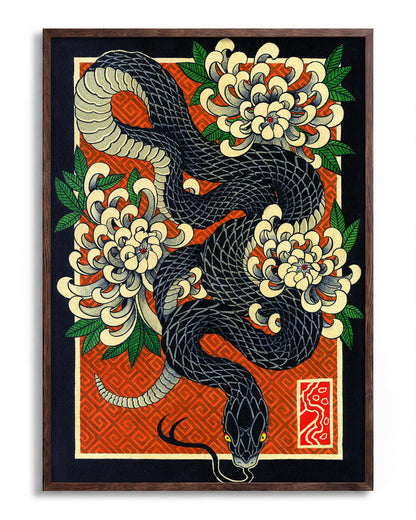 Snake - no background framed - walnut