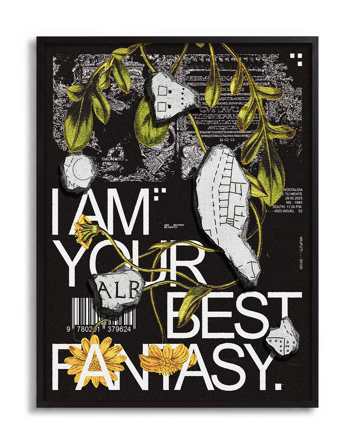 Best Fantasy typography quote print in a black frame