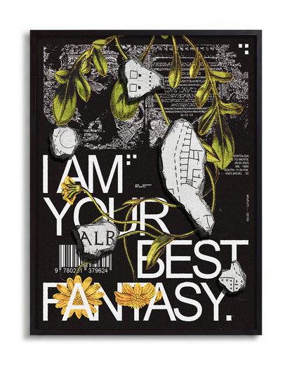 Best Fantasy typography quote print in a black frame
